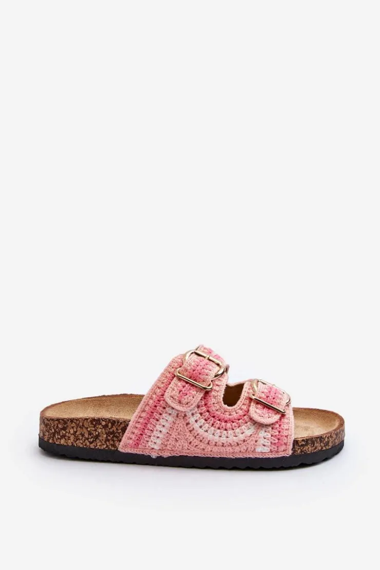 Clearance Boto Damskie Klapki Na Korkowej Podeszwie Różowe Fannea