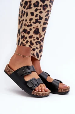 Boto Klapki Korkowe|Klapki Na Platformie*Damskie Klapki Na Korkowej Platformie Z Klamrami Czarne Klinesta