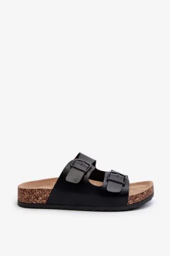 Boto Klapki Korkowe|Klapki Na Platformie*Damskie Klapki Na Korkowej Platformie Z Klamrami Czarne Klinesta