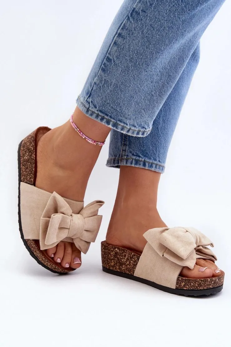 Boto Klapki Korkowe|Klapki Damskie Klasyczne*Damskie Klapki Na Korkowej Platformie Z Kokardą Beżowe Tarena