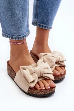 Boto Klapki Korkowe|Klapki Damskie Klasyczne*Damskie Klapki Na Korkowej Platformie Z Kokardą Beżowe Tarena