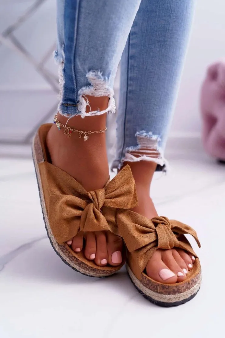 Boto Klapki Korkowe|Klapki Damskie Klasyczne*Damskie Klapki Na Korku Kwiaty Kokarda Camel Misto