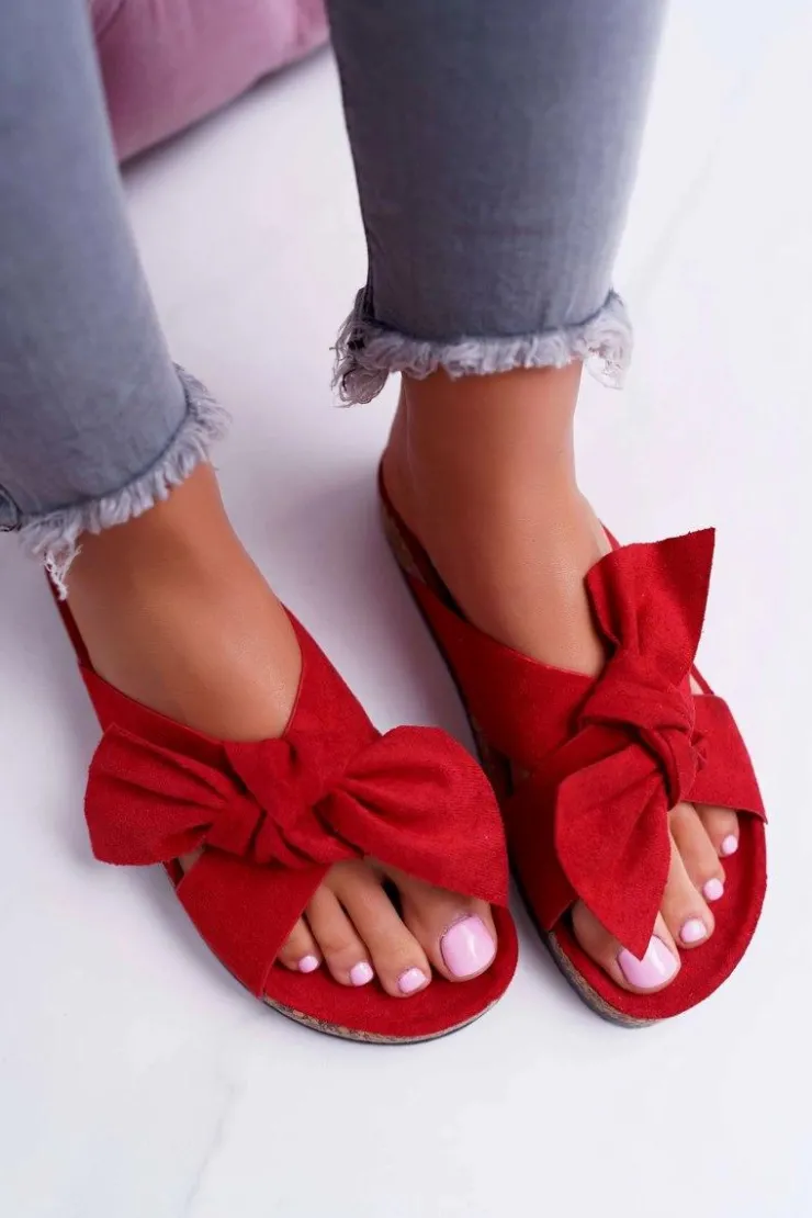 Boto Klapki Korkowe|Klapki Damskie Klasyczne*Damskie Klapki Na Korku Kokarda Czerwone Fallen