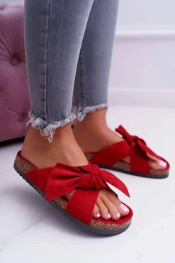 Boto Klapki Korkowe|Klapki Damskie Klasyczne*Damskie Klapki Na Korku Kokarda Czerwone Fallen