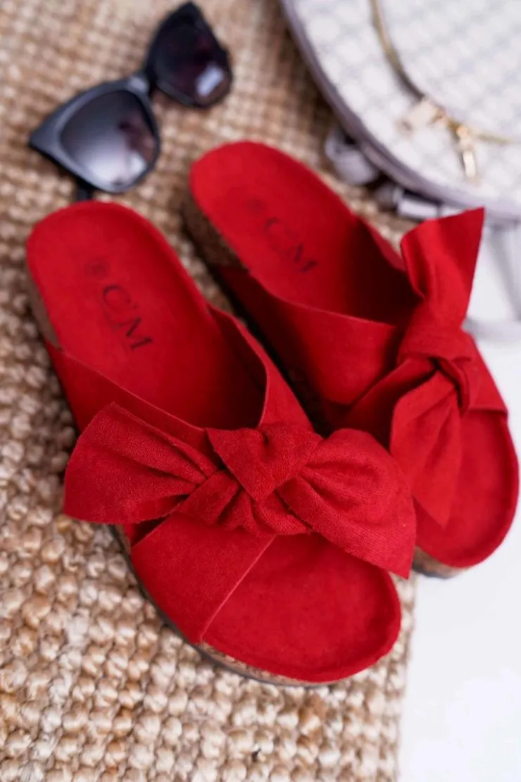 Boto Klapki Korkowe|Klapki Damskie Klasyczne*Damskie Klapki Na Korku Kokarda Czerwone Fallen