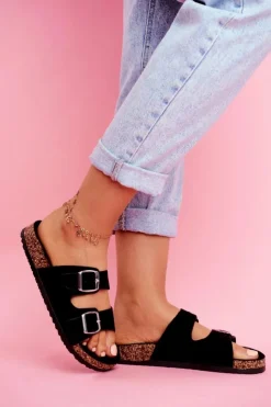 Evento Klapki Korkowe|Klapki Damskie Klasyczne*Damskie Klapki Na Korku Z Klamrami Czarne Si Senor Czarny