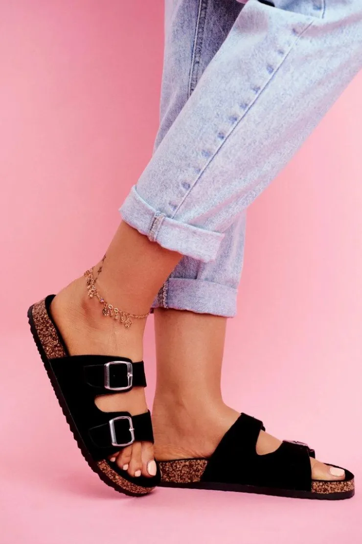 Evento Klapki Korkowe|Klapki Damskie Klasyczne*Damskie Klapki Na Korku Z Klamrami Czarne Si Senor Czarny