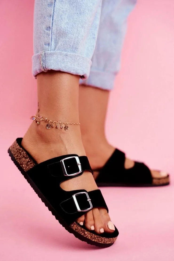 Evento Klapki Korkowe|Klapki Damskie Klasyczne*Damskie Klapki Na Korku Z Klamrami Czarne Si Senor Czarny