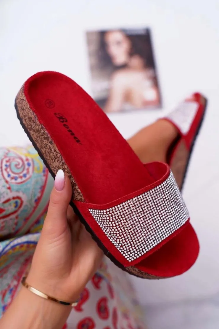 Damskie Boto Damskie Klapki Na Korku Z Kryształkami Do It!