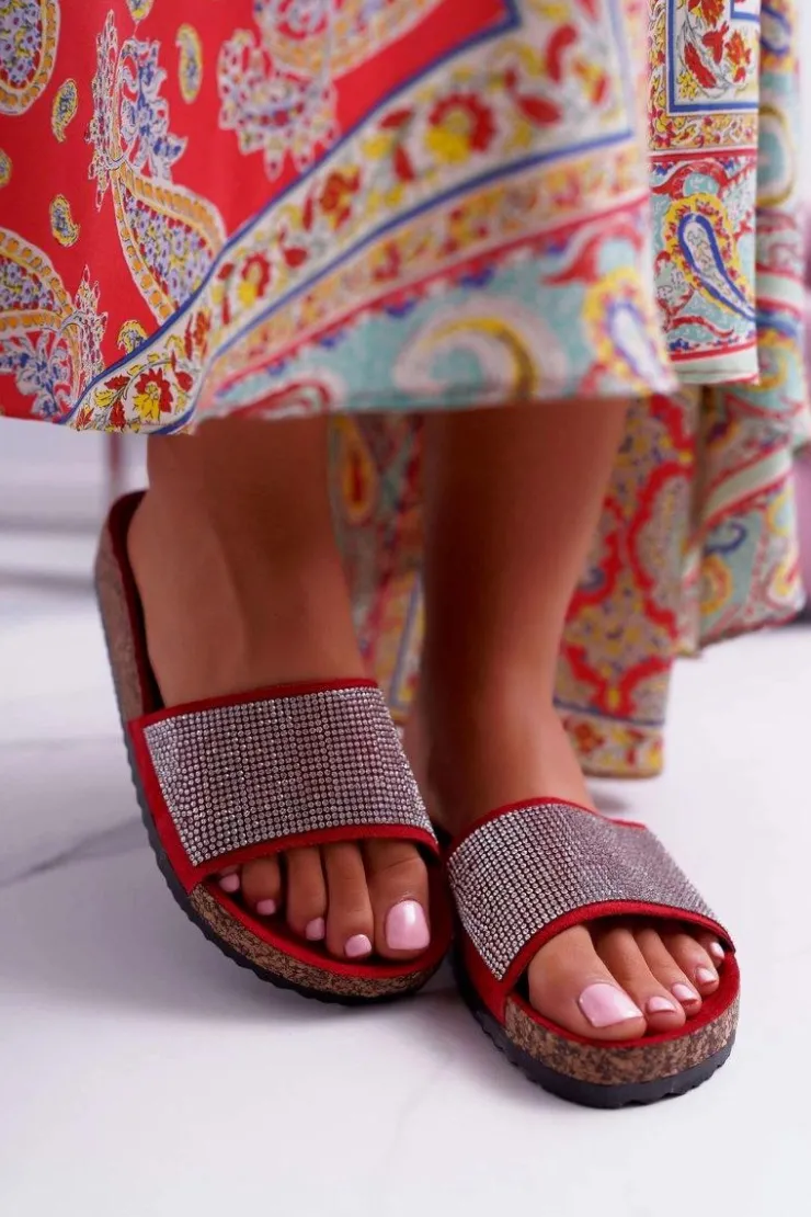 Damskie Boto Damskie Klapki Na Korku Z Kryształkami Do It!