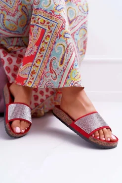 Damskie Boto Damskie Klapki Na Korku Z Kryształkami Do It!