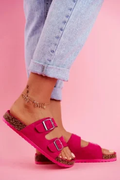 Outlet Evento Damskie Klapki Na Korku Z Klamrami Fuksja Si Senor Różowy