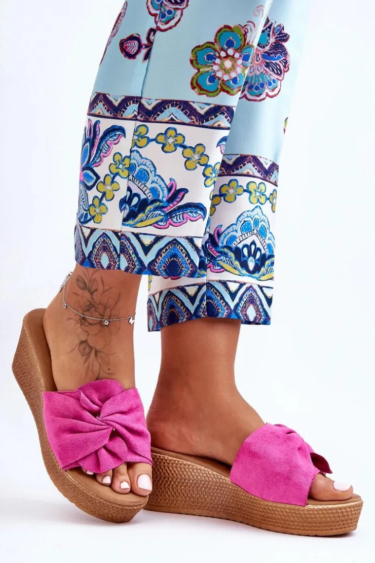 Discount Boto Damskie Klapki Na Koturnie Różowe Calama