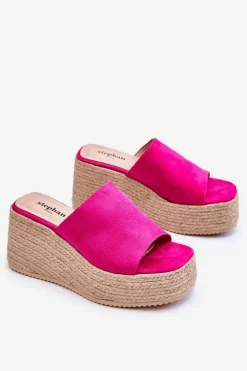 New Boto Damskie Klapki Na Koturnie I Platformie Fuksja Ysabel
