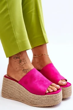 New Boto Damskie Klapki Na Koturnie I Platformie Fuksja Ysabel
