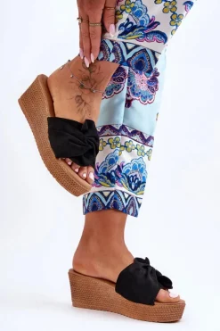 Boto Klapki Na Koturnie|Klapki Na Platformie*Damskie Klapki Na Koturnie Czarne Calama