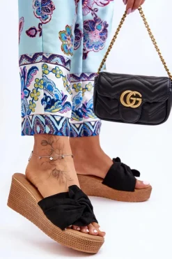 Boto Klapki Na Koturnie|Klapki Na Platformie*Damskie Klapki Na Koturnie Czarne Calama