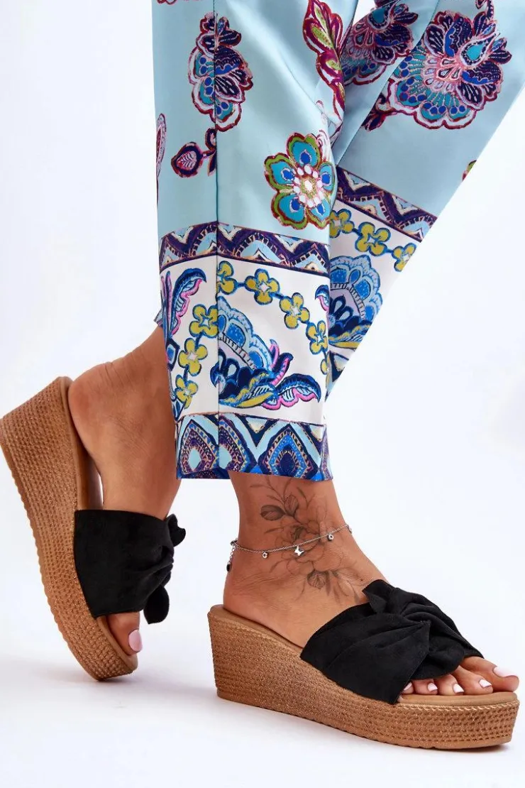 Boto Klapki Na Koturnie|Klapki Na Platformie*Damskie Klapki Na Koturnie Czarne Calama