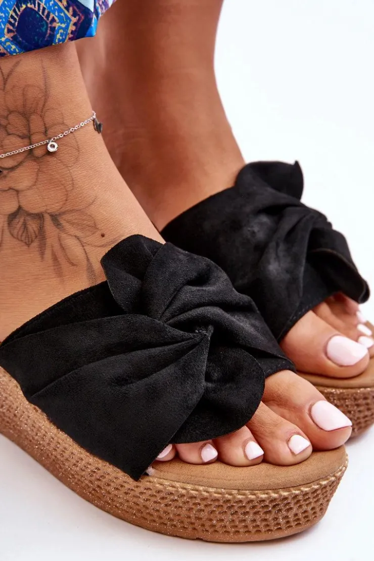 Boto Klapki Na Koturnie|Klapki Na Platformie*Damskie Klapki Na Koturnie Czarne Calama