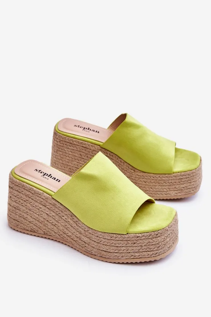 Boto Klapki Na Koturnie|Klapki Na Platformie*Damskie Klapki Na Koturnie I Platformie Limonkowe Ysabel
