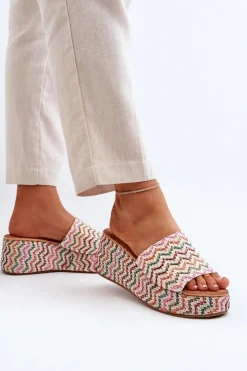 Boto Damskie Klapki Na Koturnie Białe Vanarila