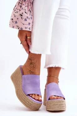 Boto Klapki Na Koturnie|Klapki Na Platformie*Damskie Klapki Na Koturnie I Platformie Fioletowe Ysabel
