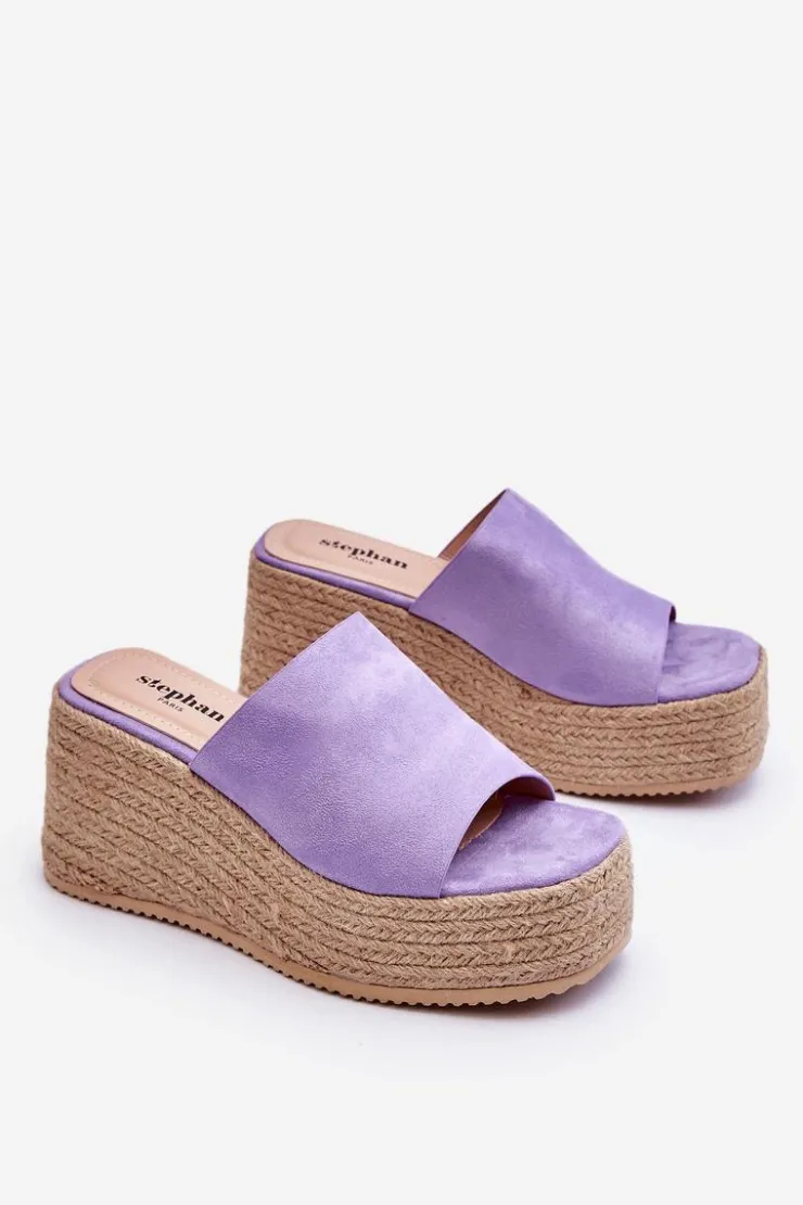 Boto Klapki Na Koturnie|Klapki Na Platformie*Damskie Klapki Na Koturnie I Platformie Fioletowe Ysabel