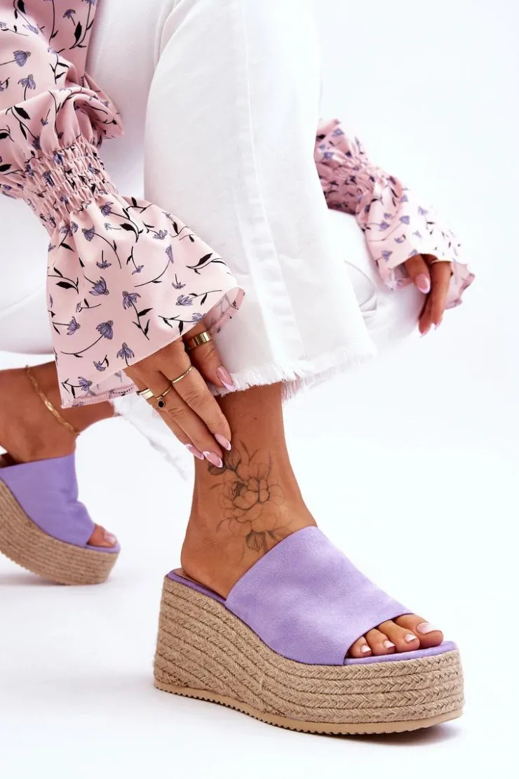 Boto Klapki Na Koturnie|Klapki Na Platformie*Damskie Klapki Na Koturnie I Platformie Fioletowe Ysabel