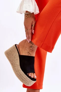 Discount Boto Damskie Klapki Na Koturnie I Platformie Czarne Ysabel