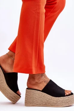 Discount Boto Damskie Klapki Na Koturnie I Platformie Czarne Ysabel