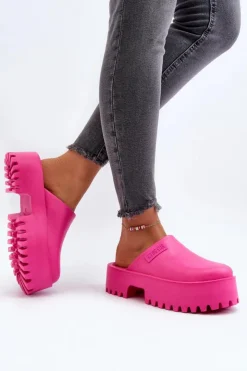 Damskie Big Star Shoes Damskie Klapki Na Masywnej Podeszwie Big Star NN274019 Fuksja