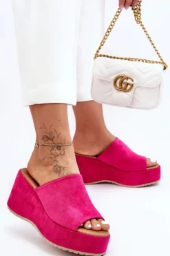 Best Boto Damskie Klapki Na Masywnej Platformie Fuksja Martina