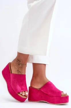 Best Boto Damskie Klapki Na Masywnej Platformie Fuksja Martina