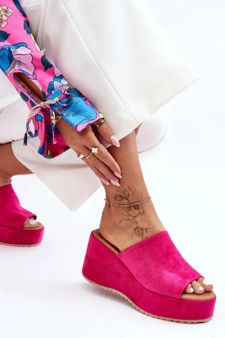 Best Boto Damskie Klapki Na Masywnej Platformie Fuksja Martina