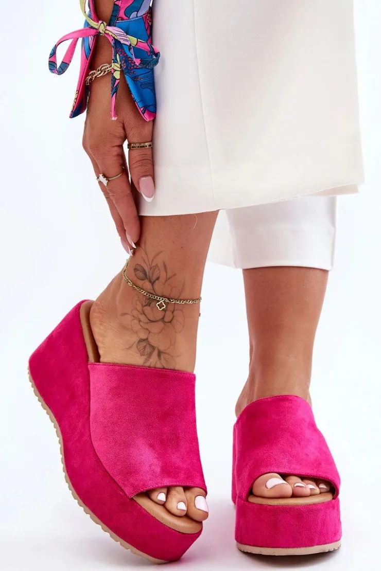 Best Boto Damskie Klapki Na Masywnej Platformie Fuksja Martina