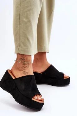 Damskie Boto Damskie Klapki Na Masywnej Platformie Czarne Martina