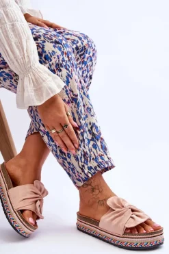 Damskie Boto Damskie Klapki Na Masywnej Platformie Jasnoróżowe Terisa