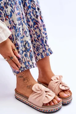 Damskie Boto Damskie Klapki Na Masywnej Platformie Jasnoróżowe Terisa