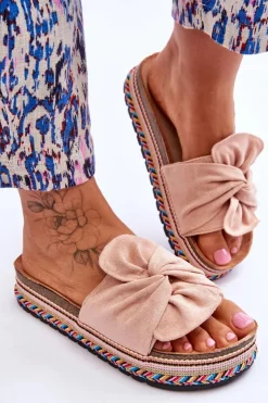 Damskie Boto Damskie Klapki Na Masywnej Platformie Jasnoróżowe Terisa