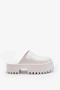 Big Star Shoes Klapki Damskie Big Star|Klapki Damskie Klasyczne*Damskie Klapki Na Masywnej Podeszwie Big Star NN274015 Białe Biały