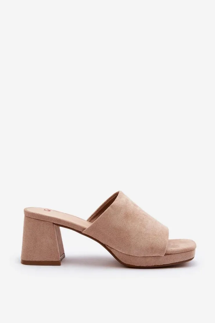 Damskie Boto Damskie Klapki Na Obcasie Beżowe Bralya