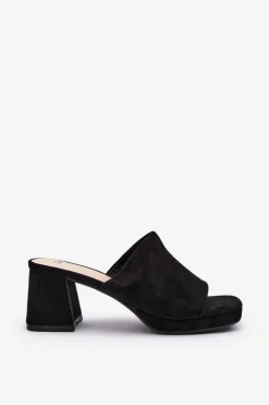 Sale Boto Damskie Klapki Na Obcasie Czarne Bralya