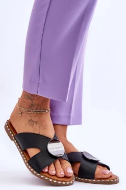 Buty damskie Vinceza Klapki Damskie Klasyczne*Damskie Klapki Na Płaskim Obcasie Czarne Kenley Czarny