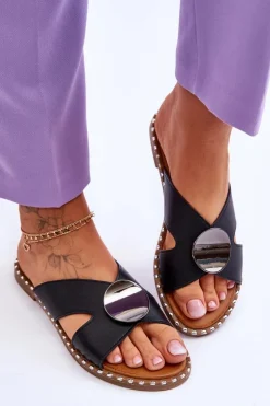 Buty damskie Vinceza Klapki Damskie Klasyczne*Damskie Klapki Na Płaskim Obcasie Czarne Kenley Czarny