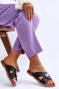 Buty damskie Vinceza Klapki Damskie Klasyczne*Damskie Klapki Na Płaskim Obcasie Czarne Kenley Czarny