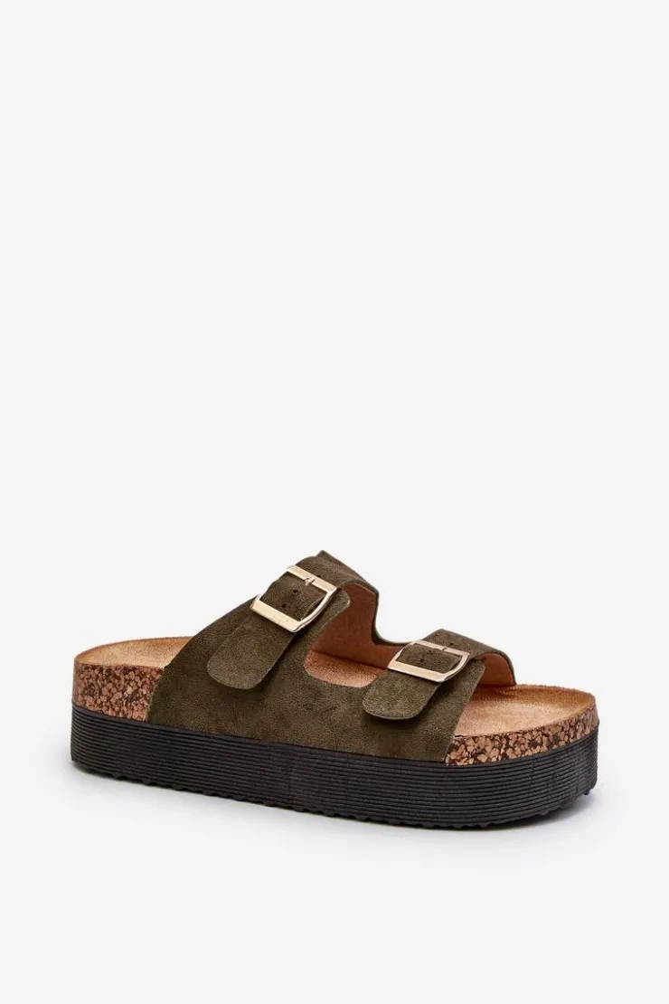 Boto Klapki Korkowe|Klapki Damskie Klasyczne*Damskie Klapki Na Platformie Z Klamrami Zielone Lolpey