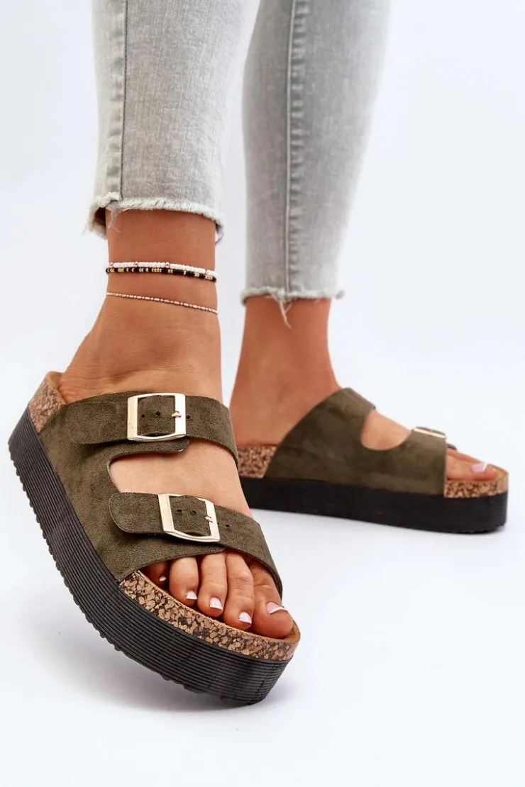 Boto Klapki Korkowe|Klapki Damskie Klasyczne*Damskie Klapki Na Platformie Z Klamrami Zielone Lolpey