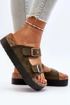 Boto Klapki Korkowe|Klapki Damskie Klasyczne*Damskie Klapki Na Platformie Z Klamrami Zielone Lolpey