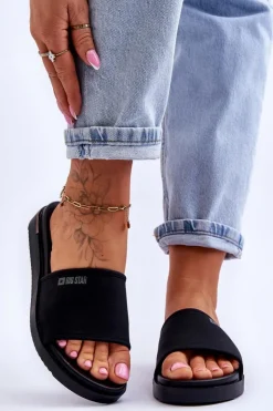 Clearance Big Star Shoes Damskie Klapki Na Platformie Big Star LL274930 Czarne