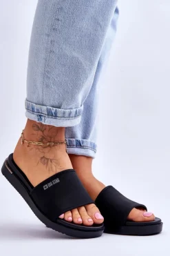 Clearance Big Star Shoes Damskie Klapki Na Platformie Big Star LL274930 Czarne
